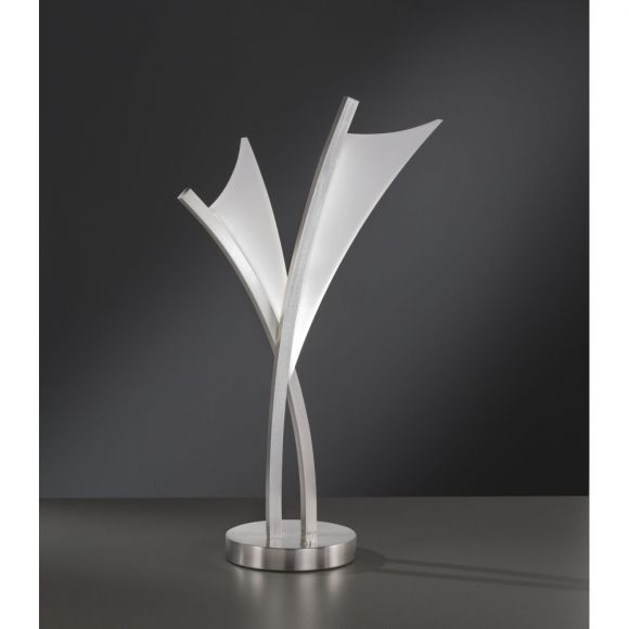LED Tischleuchte dekorativ 2-flammig, Acyrlglas weiß, Nickel silber, Tastdimmer - stufenlos dimmbar, inkl. 2x LED 12 W, Licht warmweiß