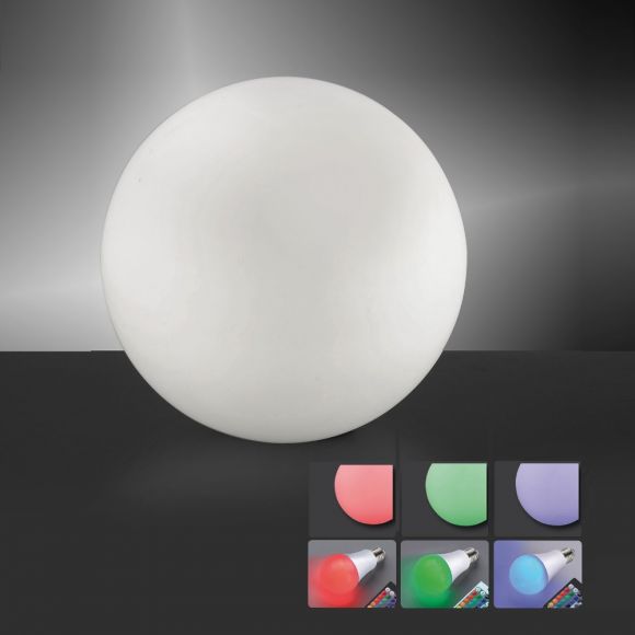 LED Tischleuchte, Glas, Kugelleuchte, RGB, inkl. Fernbedienung, D= 25cm