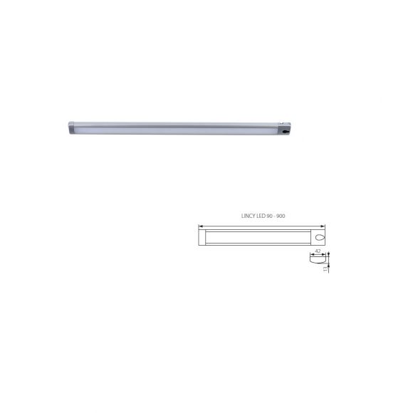 LED Unterschrank-Linienleuchte, Bewegungssensor, Aluminium, 90cm lang