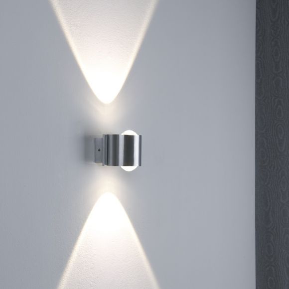LED Wandleuchte Außen, Up & Down, rund, 2-flammig, LED tageslichtweiß