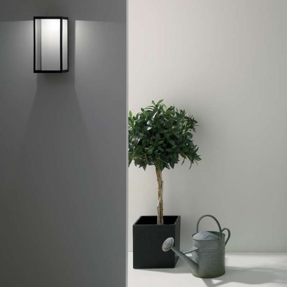 LED-Aussenwandleuchte, Schwarz, Klarglas, warmweiß, modern, Höhe 32 cm