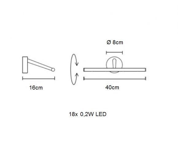 LED-Bilderleuchte in 40cm, in Nickel matt oder Chrom