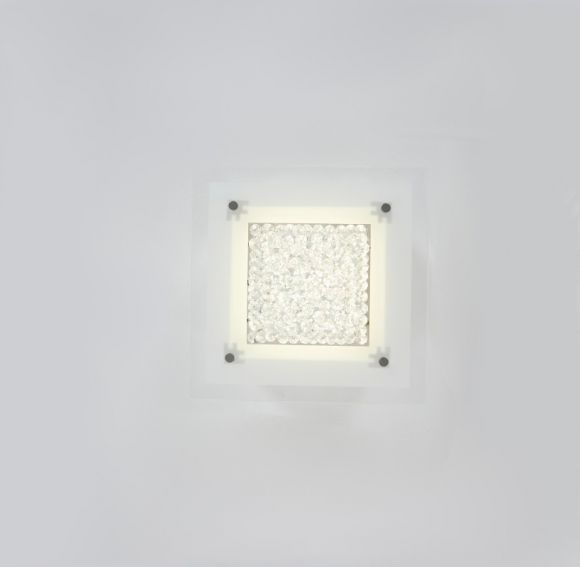 LED-Deckenleuchte Leah eckig, funkelnde Kristalle, 3 Größen