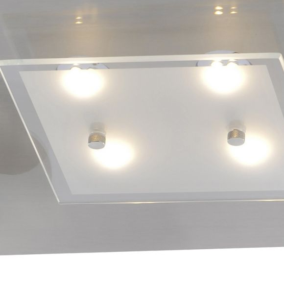 LED-Deckenleuchte in stahlfarbig, inklusive 8 x 3,3 Watt LED-XMO® Modul, Lichtfarbe 3000°K warmweiß