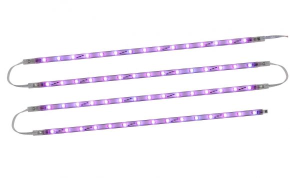 LED-Lichtleiste 4er - Set transparent, inklusive automatischem Farbwechsler, inklusive LED