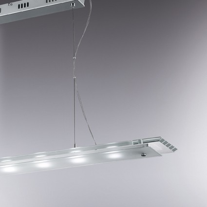 LED-Pendelleuchte mit rechteckiger Glasplatte, Chrom