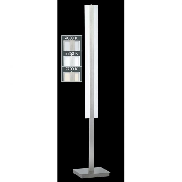 LED-Stehleuchte linear 2-flammig, Acrylglas weiß / Metall silber, Tastdimmer stufenlos dimmbar, CCT Lichtfarbwechsel