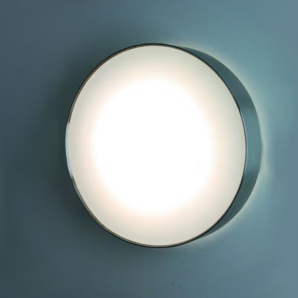 LED-Wandleuchte für das Treppenhaus - mit weißen Diffusor und Edelstahlring - 13W - Neutralweiß - IP65