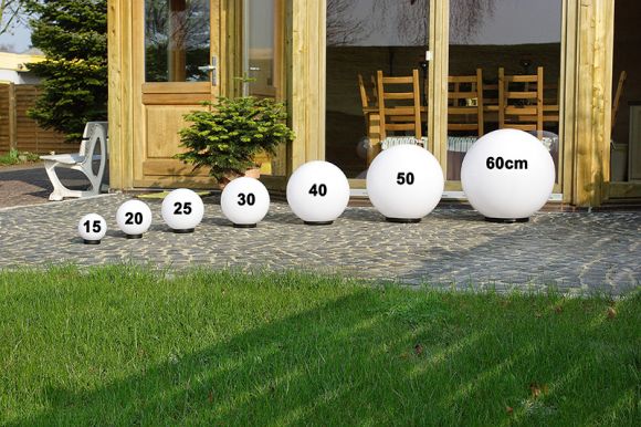 LHG Kugelleuchte Light Ø 40cm für Außen mit 2m Stromkabel, Garten Kugellampen aus weißem Kunststoff, IP44 Outdoor geeignet, E27 Fassung