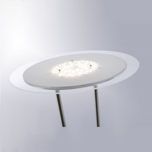 Lichtstarker LED-Standfluter mit Tastdimmer aus Stahl mit Leselicht - inkl. LED 1x 44W und 1x 7,5W