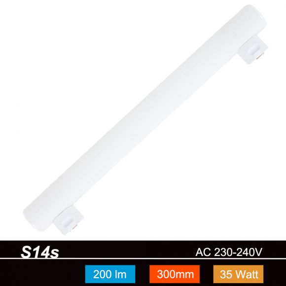 L-DE Linienlampe Röhre 35W opal S14s 2 Sockel Länge 300mm Leuchtmittel
