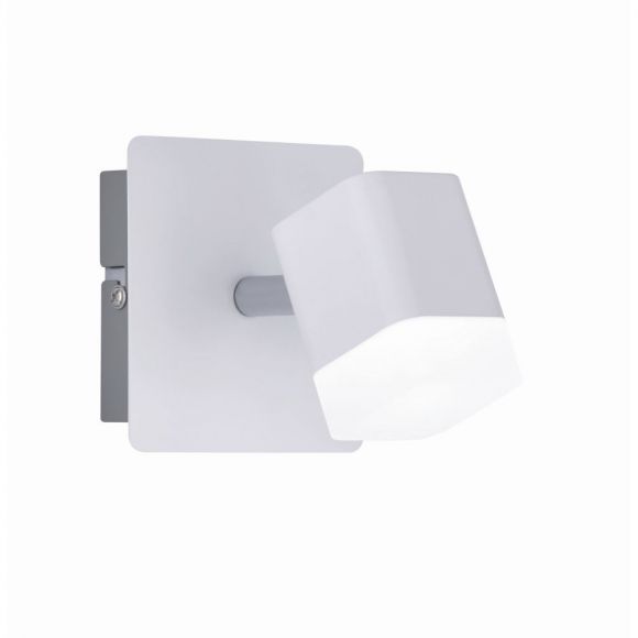 moderner LED Wandstrahler mit schwenkbarem Spot, weiß o. silber, 1-flammig, inkl. LED 4W