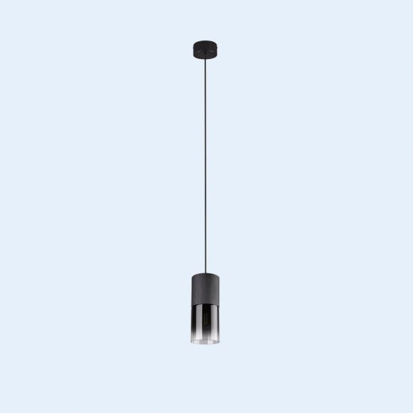 Pendelleuchte trendiges Rauchglas, Retro-Look schwarz, inkl. LED Filament 4,5W 470 Lumen warmweiß wechselbar