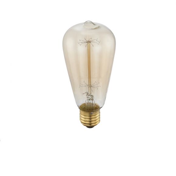 Pendelleuchte, Vintage, D=36cm, inklusive Edison Glühbirne, weiß-gold