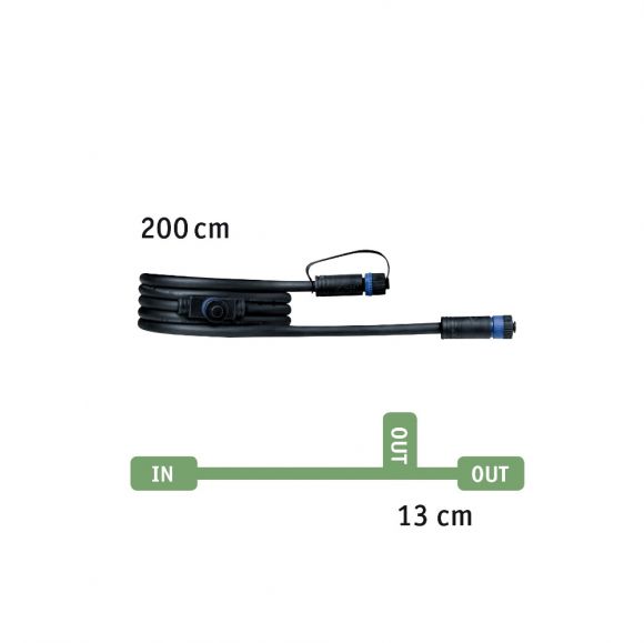 2m Plug & Shine Kabel IP68  Schwarz mit zwei Anschlussbuchsen
