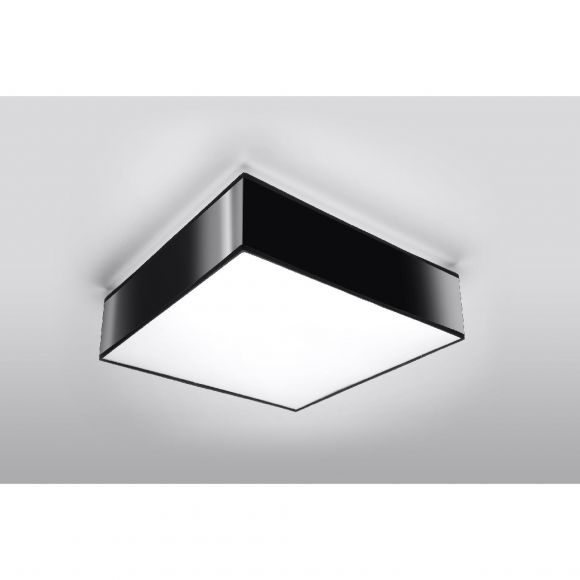quadratische E27 Deckenleuchte aus Stahl 2-flammige Deckenlampe mit Blendschutz schwarz o. weiß o. silber