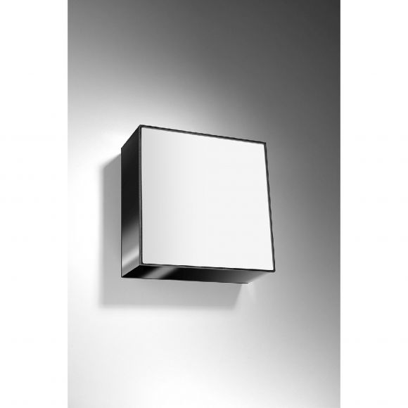 quadratische E27 Wandleuchte mit Blendschutz Wandlampe aus Stahl grau 25 x 25 cm