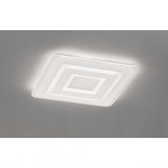 quadratische LED Deckenleuchte mit CCT-Lichtfarbsteuerung & Fernbedienung Acrylglas satiniert Deckenlampe weiß 50 cm