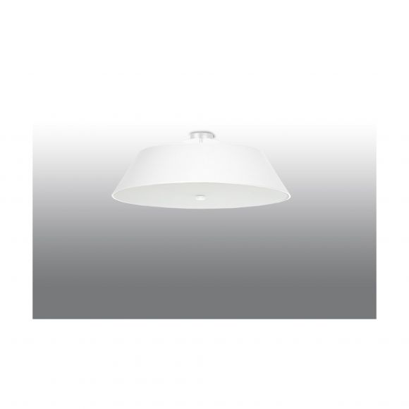 runde E27 Deckenleuchte mit konischen Stoffschirm und Blendschutz aus Glas 5-flammige Deckenlampe weiß ø 60 cm