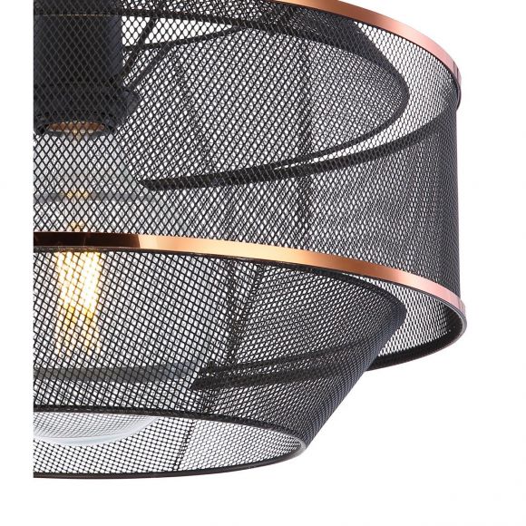 runde E27 Deckenleuchte mit Gittergeflecht-Schirm Deckenlampe gold und ø 35 cm