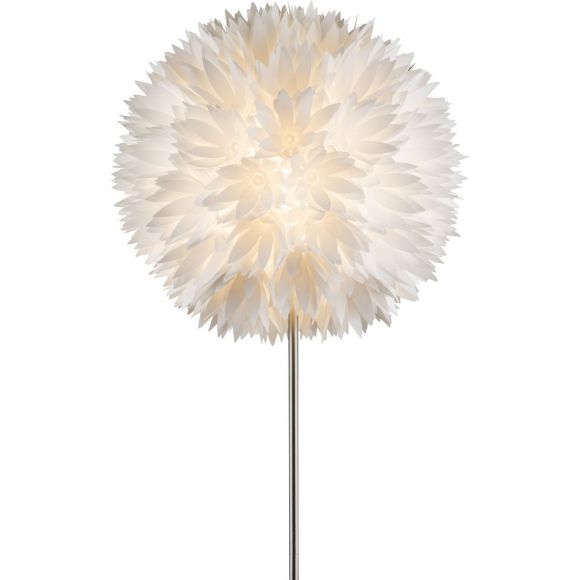 runde E27 Stehleuchte matt 1 Rohr gerade Kugel mit Blütenformen Kabel 18 m Stehlampe weiß Schalter ø 45 cm