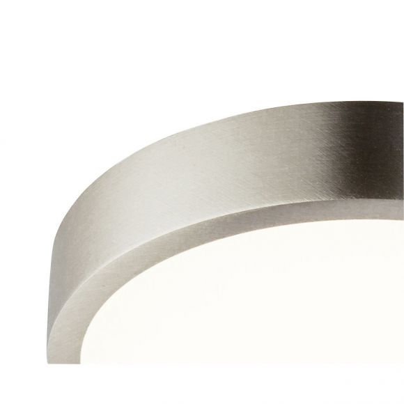 runde LED Deckenleuchte aus Aluminiumdruckguss und Acryl matt flach Deckenlampe nickel ø 145 cm