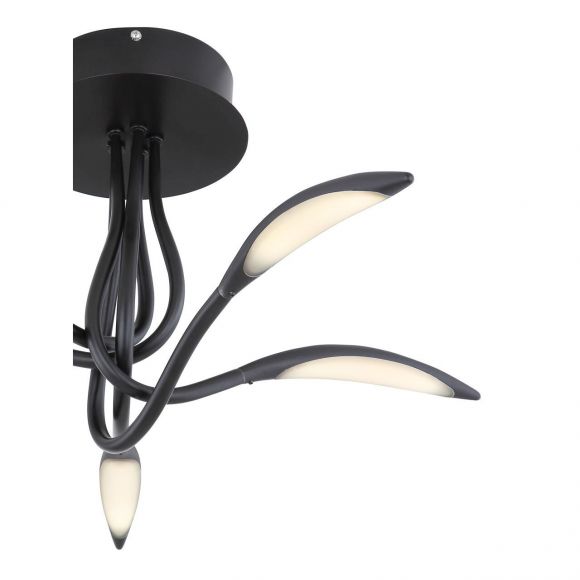 runde LED Deckenleuchte aus Acryl matt 5 gebogene Arme Schwanenhals Deckenlampe weiß ø 68 cm