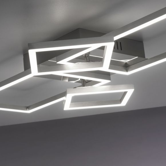 schwenkbare eckige LED Deckenleuchte  und Aluminium 2-flammige Deckenlampe stahlfarbig
