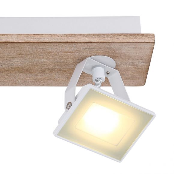 schwenkbare eckiger LED Strahler aus Holz und Glas klar rechteckig mit 2 dreh- schwenkbar