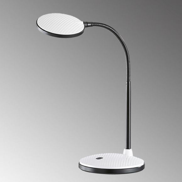 schwenkbare LED Tischleuchte Flexarm Tischlampe weiß schwarz mit Schalter Warmweiß 14,30 x 36,50 cm