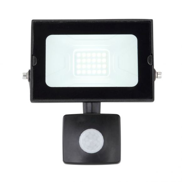 schwenkbarer und höhenverstellbarer LED Strahler mit Bewegungsmelder aus Aluminiumdruckguss schwarz kaltweißes IP65 11 x 13 cm
