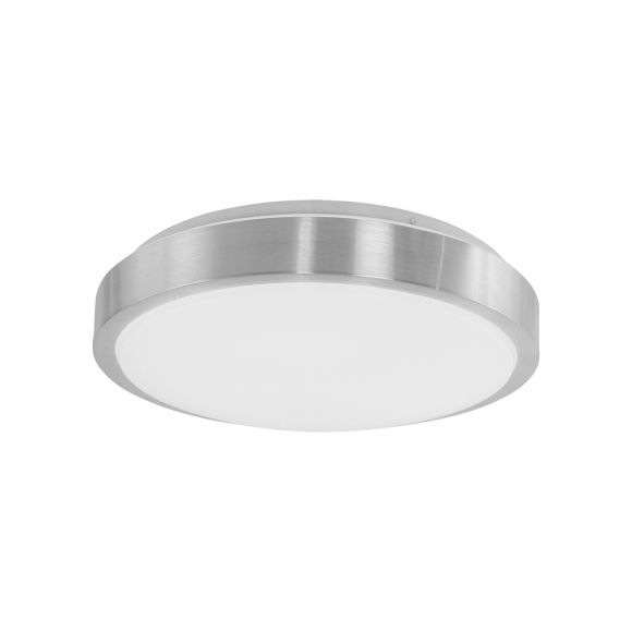 silberne LED Deckenleuchte, Badezimmer geeignet, IP44, rund, 1-flammig, inkl. LED 24 W