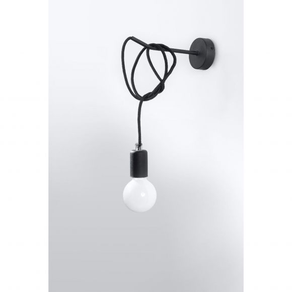 skandinavische E27 Wandleuchte mit Textilband für ideal Filament-Leuchte vintage schwarz Glühbirne, Wandlampe für | WOHNLICHT hängend