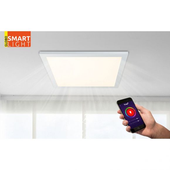 Smart Home eckige LED Deckenleuchte mit CCT-Lichtfarbsteuerung & Fernbedienung quadratisch flach kompatibel mit Google-Home und Alexa Nachtlicht Deckenlampe weiß