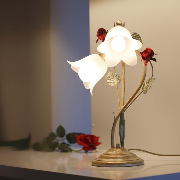 Tischleuchte, dekorativ, Florentiner Stil, 2-flammig, LED einsetzbar