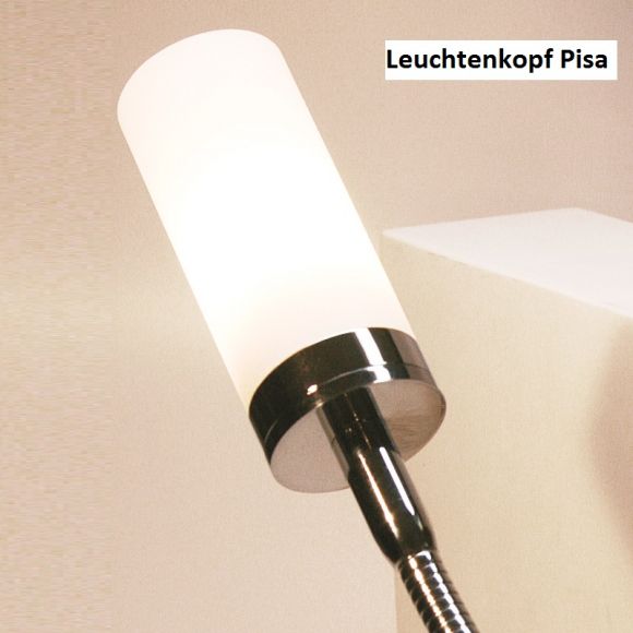 Top Light Buchstütze Light on Weiß-matt, Kopf Pisa, Flexarm 30cm