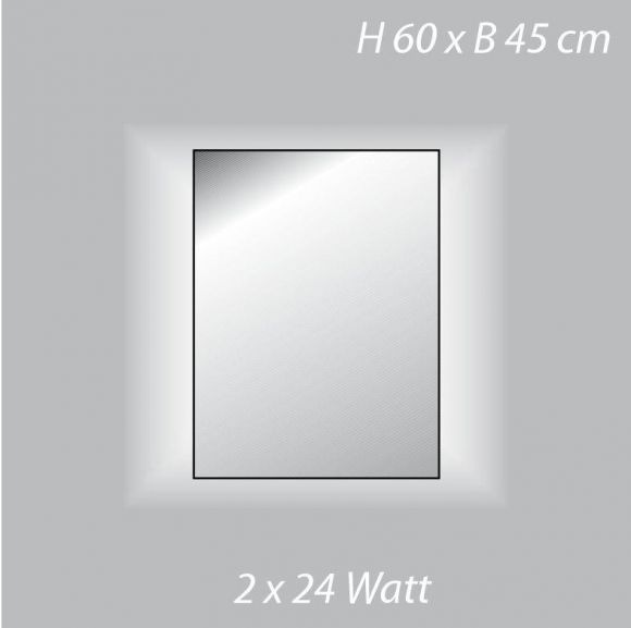 Top Light Kristallspiegel InLight, Lichtaustritt seitlich, 60 x 45cm