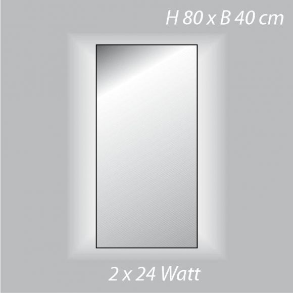 Top Light Kristallspiegel InLight, Lichtaustritt seitlich, 80 x 40cm