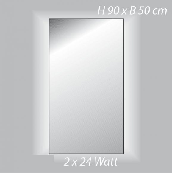 Top Light Kristallspiegel InLight, Lichtaustritt seitlich, 90 x 50cm