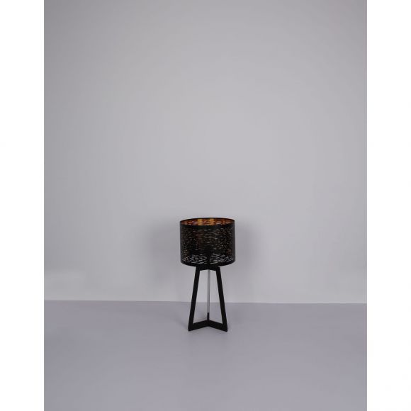 Tripod runde E27 Tischleuchte skandinavischeFüße und oben getrennt schaltbar Schirm -DM: 35 cm Kabel 18 m inkl. LED Tischlampe gold mit Schalter ø
