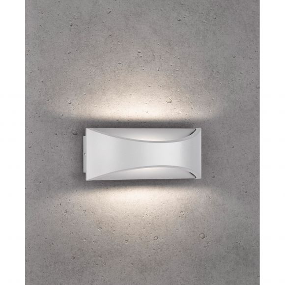 Up- & Downlight LED Wandleuchte halbrunde Außenwandlampe silber IP54 22,50 x 9 cm