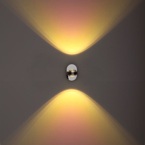 Up&Down LED-Wandleuchte Chrom, mit 2 Regenbogengläsern