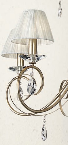 Wandleuchte 2-flg. Stofflampenschirme, Silber oder Gold Antik