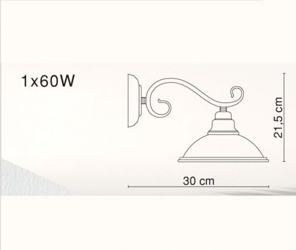 Wandleuchte in Altmessing mit Glasschirm in Amber - inklusive Leuchtmittel E27 60Watt