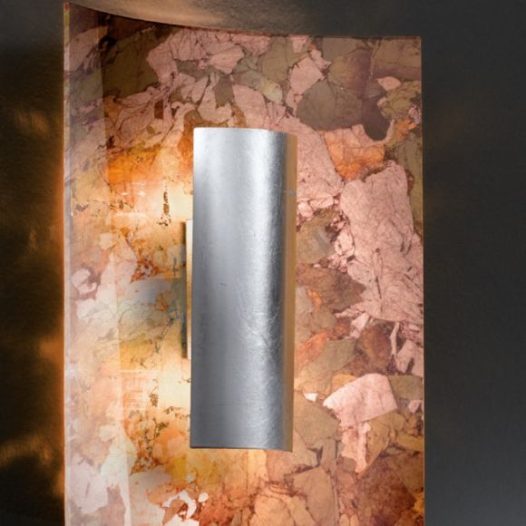 Wandleuchte aus Glas mit Schlagmetallveredelung 30x 23cm mit Reflektor in Kupfer, Gold, Silber und Schwarz