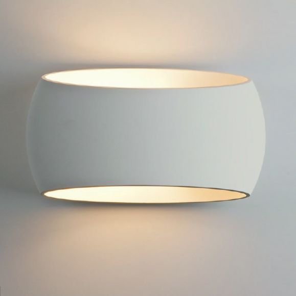 Wandleuchte, Up & Down, Gips, ovale Form, LED Lampe einsetzbar