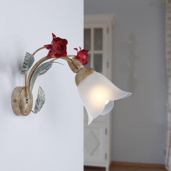 Wandleuchte, Florentiner Stil, 1-flammig, Blütendekor