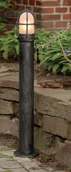 Wegeleuchte handgefertigt mit Eisen-natur-Lackierung, Höhe 110cm