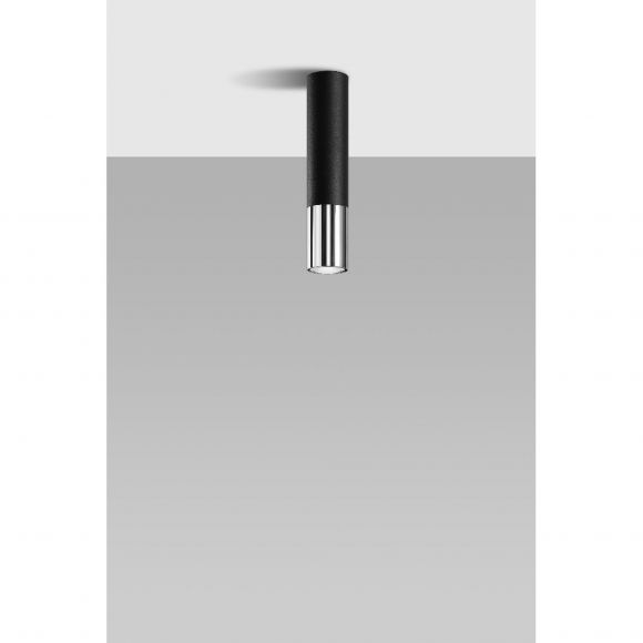 zylindrische Downlight Deckenleuchte aus Stahl Deckenlampe schwarz chrom 6 x 8 x 29 cm