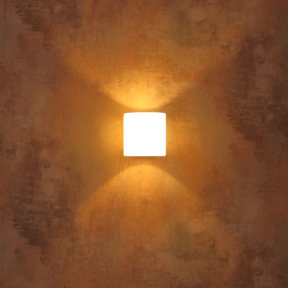 Up & Down Wandleuchte weiß mit satiniertem Glas inkl. 5W LED warmweiß , 10cm, Wandlampe modern für Wohnzimmer oder Flur